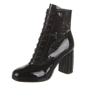 MIU MIU Lace-up Boots Booties Black Patent Leather